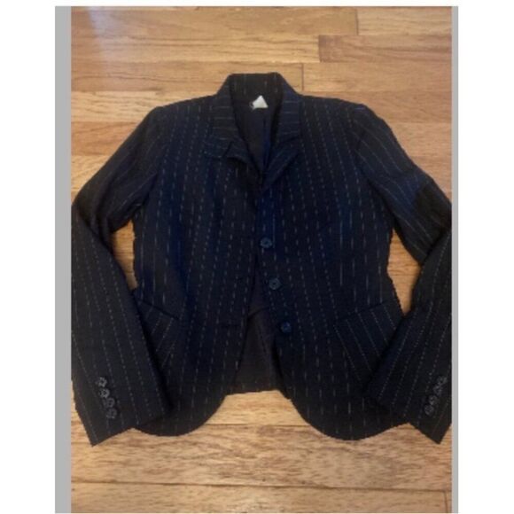 J.Crew Women's Black/White pinstripe Wool Blend button front Blazer Size 6 - Picture 1 of 8